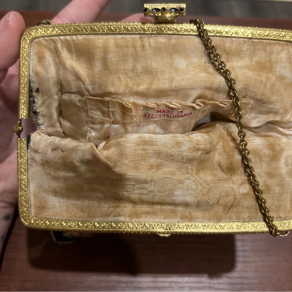 Antique Victorian 1920's Art Deco Petit Point Czechoslovakia Purse Floral - Picture 4 of 4